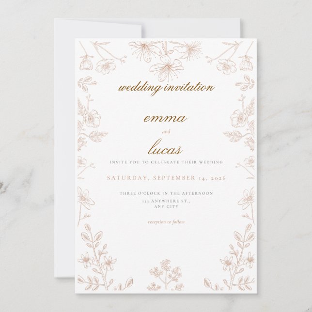 Invitation de mariage traditionnelle norvégienne R (Devant)