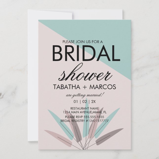 Invitation de mariage tribal feuille bohème (Devant)