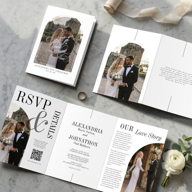 Invitation de mariage triptyque Il était une fois (Once Upon a Time Wedding Tr-Fold Invitation )