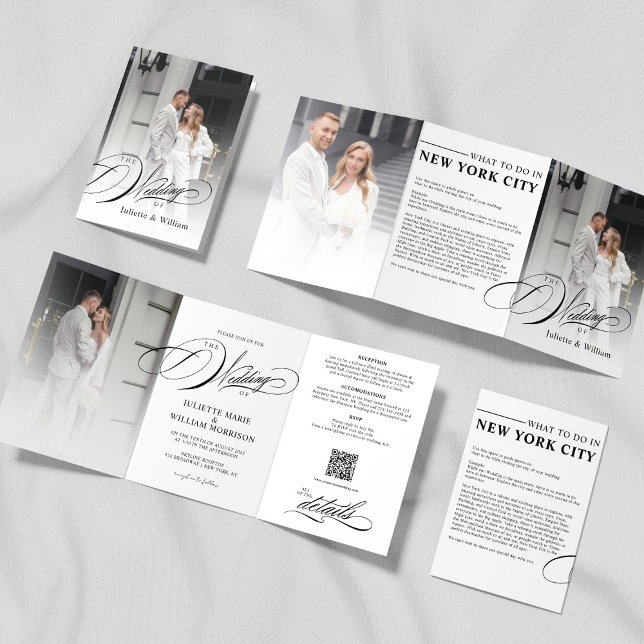 Invitation de mariage triptyque photo élégante rom (Créateur téléchargé)