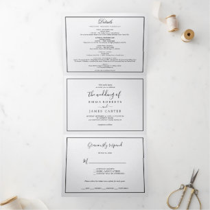 Invitation de mariage triptyque photo minimaliste