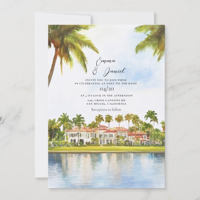 Invitation de mariage tropical à Palm Beach (Devant)
