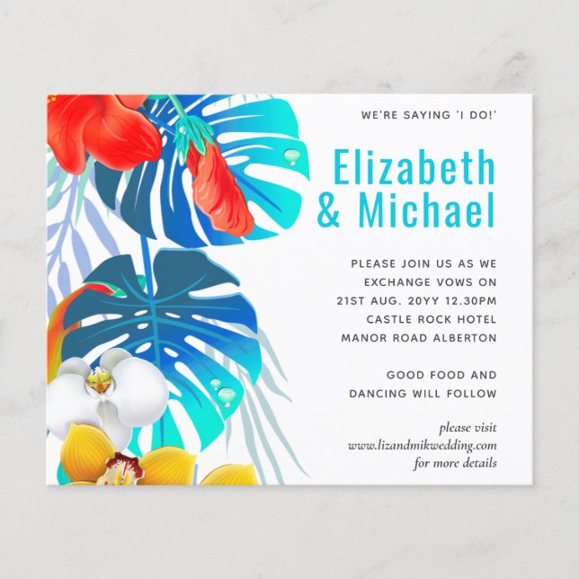 Invitation de mariage tropical des Feuilles Abstra (Devant)
