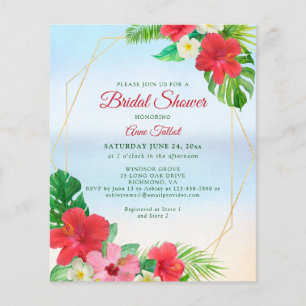 Invitation de mariage tropical floral budget