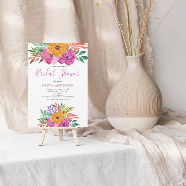 Invitation de mariage tropical floral rose pour un (Créateur téléchargé)