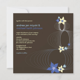 Invitation de mariage tropical frangipanier bleu I