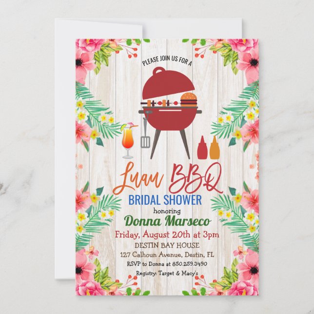 Invitation de mariage tropical Luau Aloha BBQ (Devant)