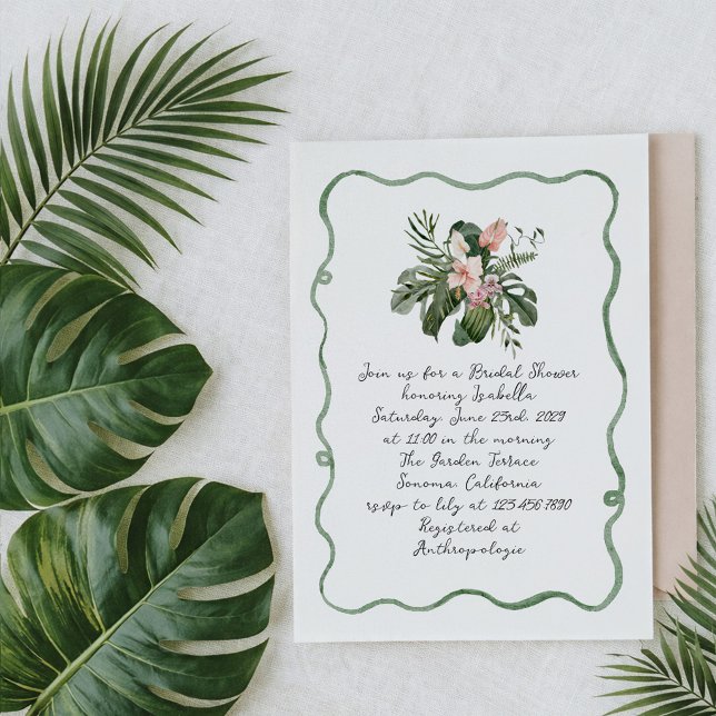 Invitation de mariage tropical moderne organique p (Créateur téléchargé)