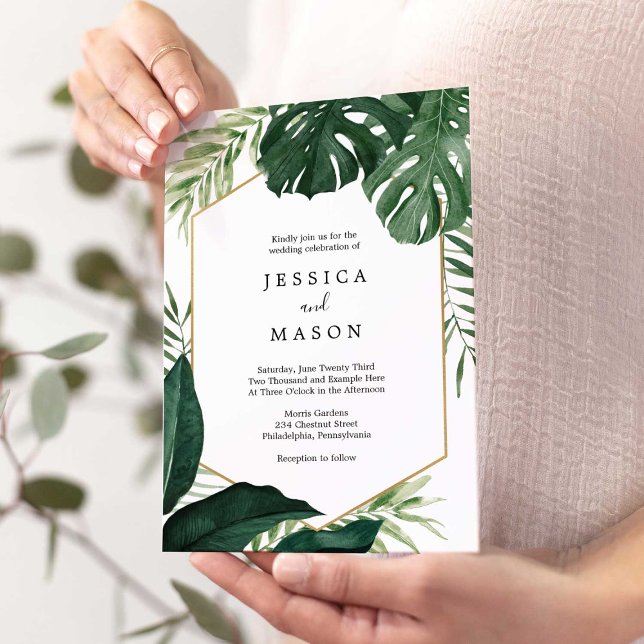 Invitation de mariage tropical Monstera (Créateur téléchargé)