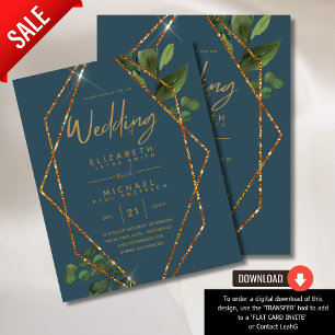 Invitation de mariage Turquoise à faible budget Pe