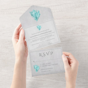 Invitation de mariage turquoise Conch Shell