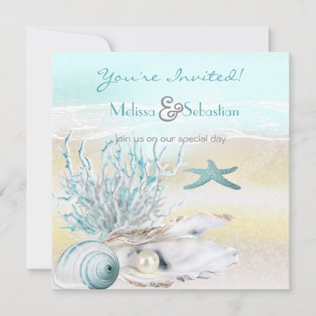 Invitation de mariage Turquoise Dream Shore Beach (Devant)