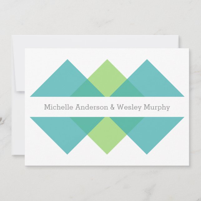 Invitation de mariage turquoise Green Geometry Tri (Devant)