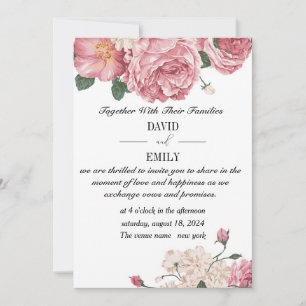 Invitation de mariage unique avec des roses rouges
