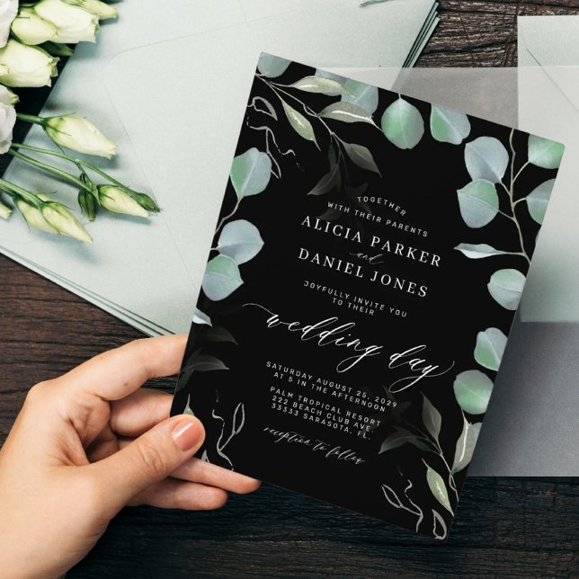 Invitation de mariage végétale d'eucalyptus à peti (Créateur téléchargé)