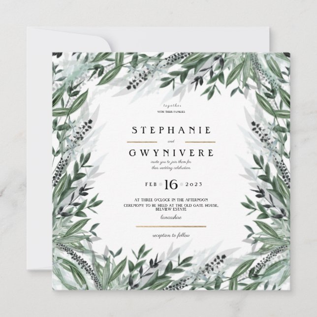 Invitation de mariage verdoyante (Devant)