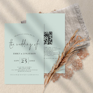 Invitation de mariage vert de code QR de script bu