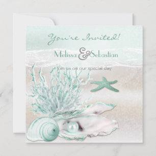 Invitation de mariage vert Dream Shore Beach