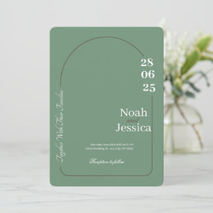 Invitation de Mariage vert et blanc moderne