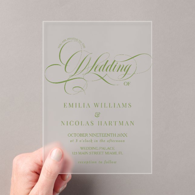 Invitation de mariage verte élégante et luxueuse (In situ (ordinateur de poche))