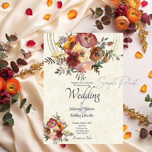 Invitation de mariage vierge florale et dorée d'au