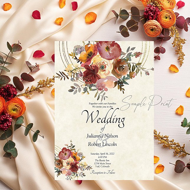 Invitation de mariage vierge florale et dorée d'au (Créateur téléchargé)