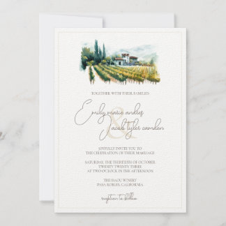 Invitation de mariage - Vignoble en Aquarelle