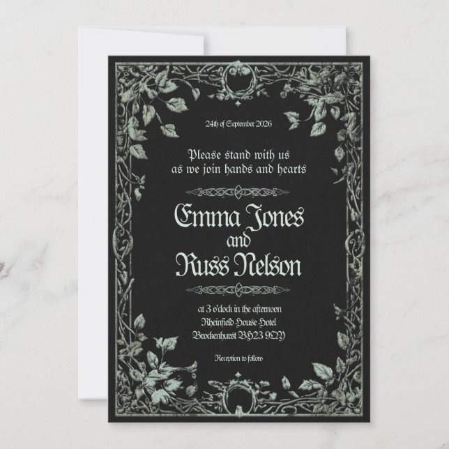 Invitation de mariage viking norrois sombre (Devant)