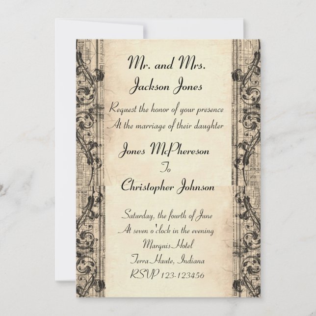 Invitation de mariage vintage (Devant)