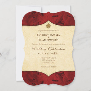 Invitation de mariage vintage à la feuille de crèm