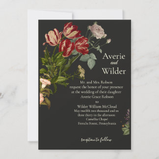 Invitation de mariage vintage avec un motif floral