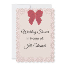 Invitation de mariage vintage avec un nœud rouge p