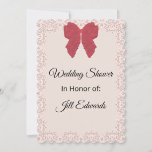 Invitation de mariage vintage avec un nœud rouge p