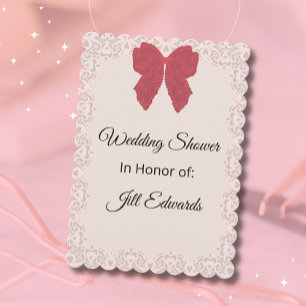 Invitation de mariage vintage avec un nœud rouge p
