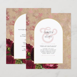 Invitation de mariage Vintage de roses rouges bota