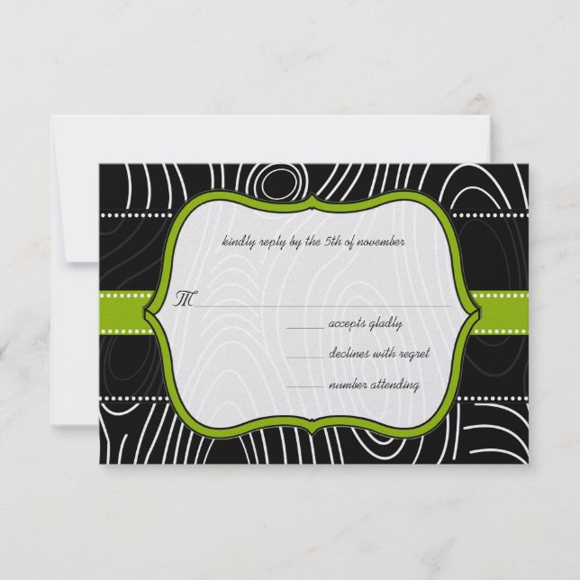 Invitation de mariage vintage en damas vert pomme  (Devant)