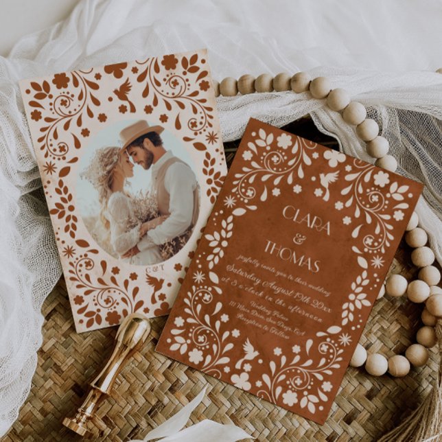 Invitation de mariage vintage en terre cuite mexic (Créateur téléchargé)