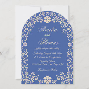 Invitation de mariage vintage florale bleue de Tal