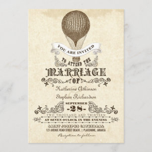 invitation de mariage vintage montgolfière