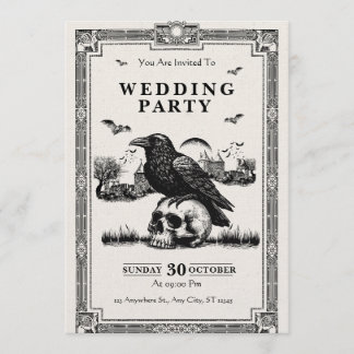 Invitation de mariage vintage noir et blanc