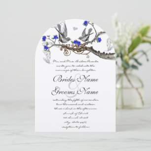 Invitation de mariage vintage oiseaux bleu royal e