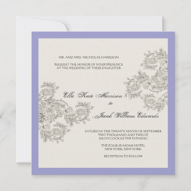 Invitation de mariage Vintage personnalisée (Devant)