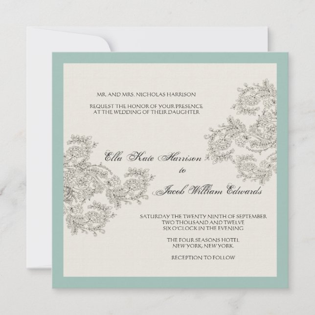 Invitation de mariage Vintage personnalisée (Devant)