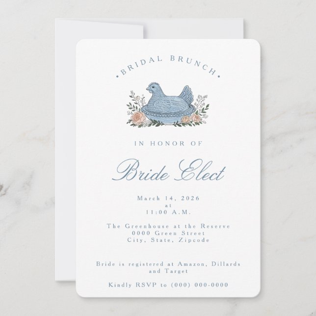 Invitation de mariage vintage poule (Devant)