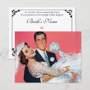 Invitation de mariage vintage pour jeunes mariés h