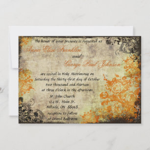 Invitation de mariage Vintage Rose orange.