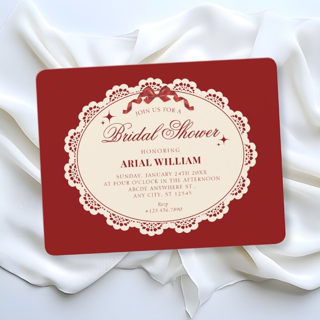 Invitation de mariage vintage rouge (Créateur téléchargé)