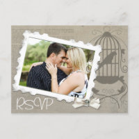 Invitation de mariage vintage RSVP avec photo