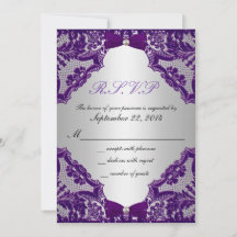 Invitation de mariage violet et argent RSVP