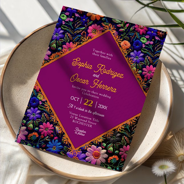Invitation de mariage violet fête mexicaine coloré (Créateur téléchargé)